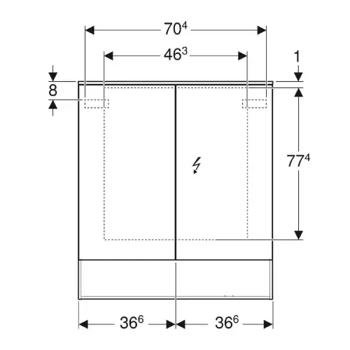 Geberit Ogledalo Sa Orm. I Osvetljenjem 750 x 830 x 215 mm Acanto Mistični Hrast