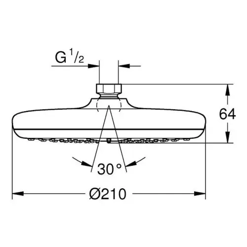Grohe Tempesta 210 tuš ruža 26410000 - tehnički crtež