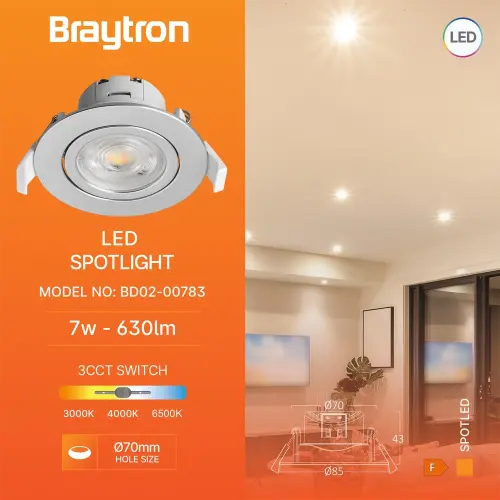 Braytron LED Spot Svetiljka Okrugla 7W Srebrna CCT BD02-00783