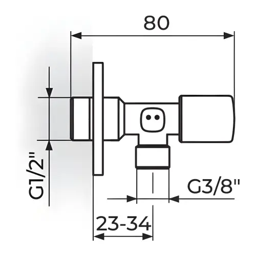 Rosan Stolz Ek ventil 1/2x3/8 1611238 - tehnički crtež