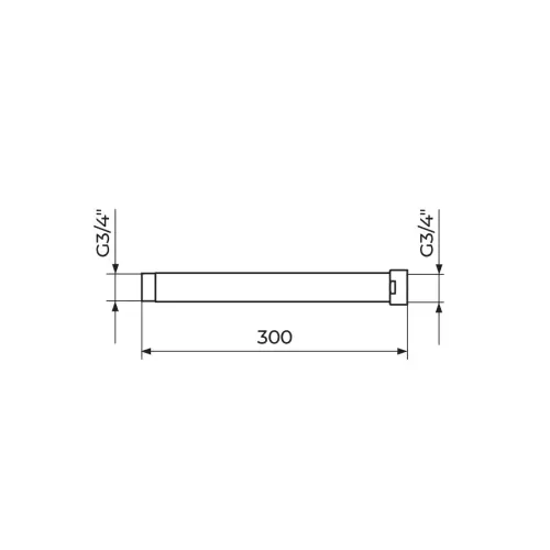 Rosan produžetak 3/4" za Usponski tuš 300mm - DARK PUT1222D - tehnički crtež