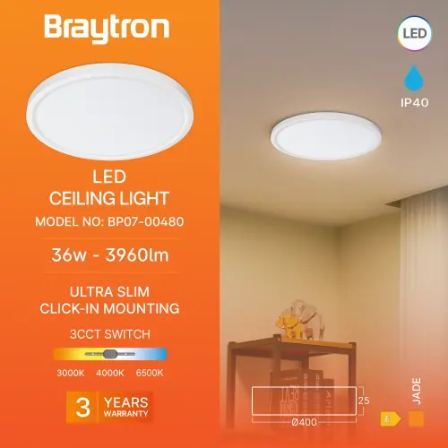 Braytron LED Plafonjera Okrugli 36W Beli CCT BP07-00480