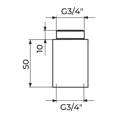 Rosan Produžetak 3/4" x 50mm PRE3456 - tehnički crtež