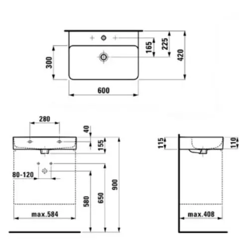 Laufen Val Umivaonik 60x42 cm 8.1028.3.000.104.1