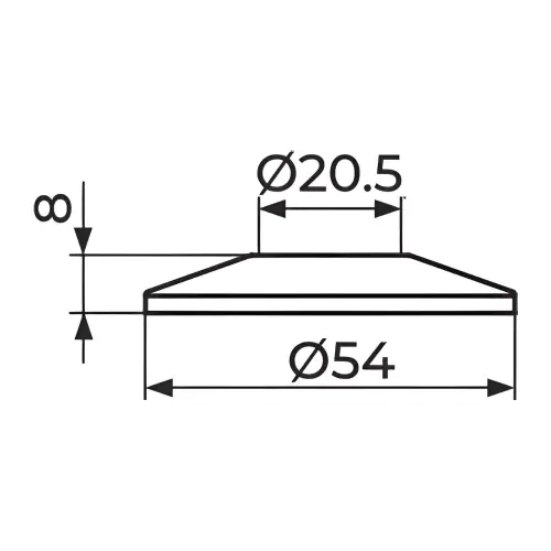 Rosan Rozeta 1/2" za ugaoni ventil - D.54mm - AISI 304 PRO6112 - tehnički crtež