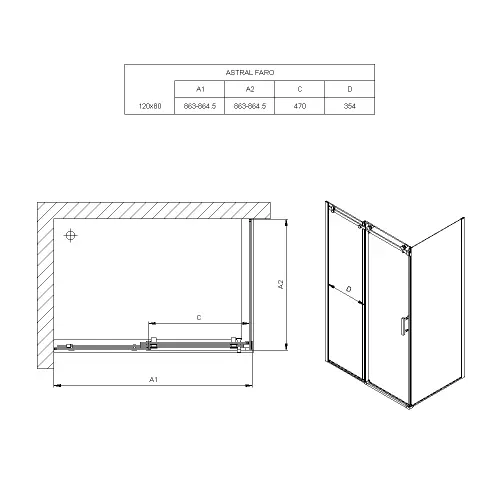 Astral Faro 120X80X195cm/6mm