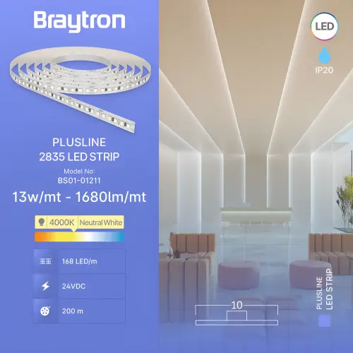 Braytron LED Traka 13W 168LED 2835 4000K 24V IP20 5M BS01-01211