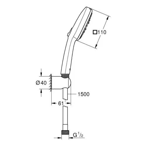 Grohe Tempesta CUBE 110 SET 3F 1500MM 27588003 - tehnički crtež