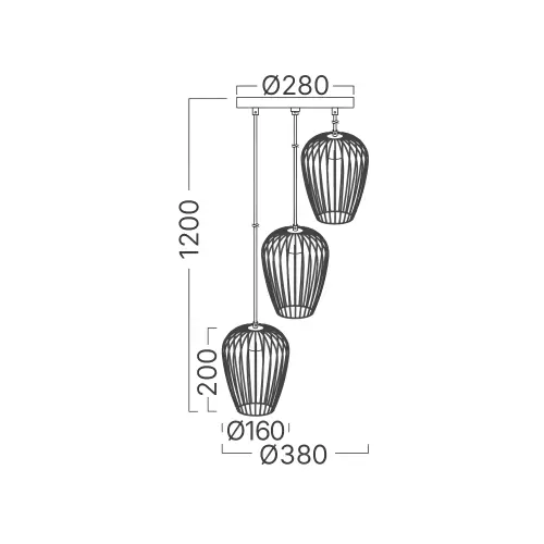 Braytron Visilica 3-Glava E27 Crni BV03-00051