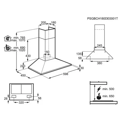 Electrolux aspirator LFC316X (MIS) - tehnički crtež