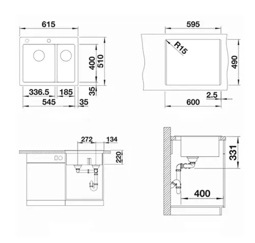 Blanco PLEON 6 Split kafa 521698 - tehnički crtež