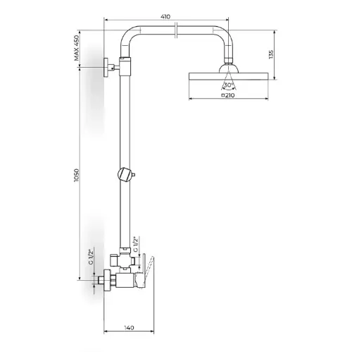 Rosan Quadro White baterija za tuš kadu sa usponskim tušem JQ37251W