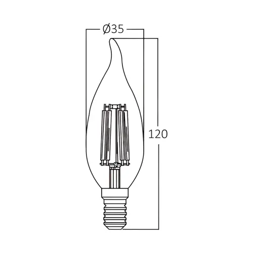 Braytron LED Filament Sveća Uvijena 6W E14 Providna 6500K BA35-00613