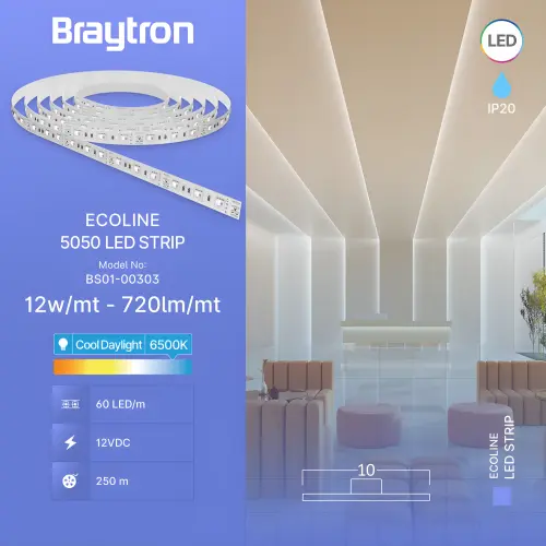 Braytron LED Traka 12W 60LED 5050 6500K 12V IP20 5M BS01-00303