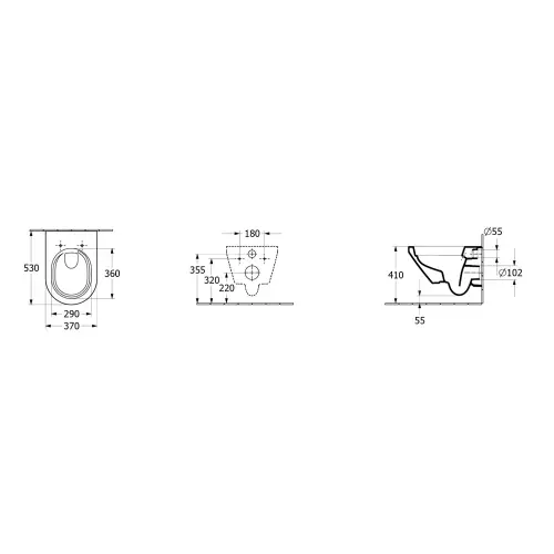 Villeroy & Boch Architectura wc šolja konzolna sa softclose daskom rimless/twistflush 4694CL01 - tehnički crtež