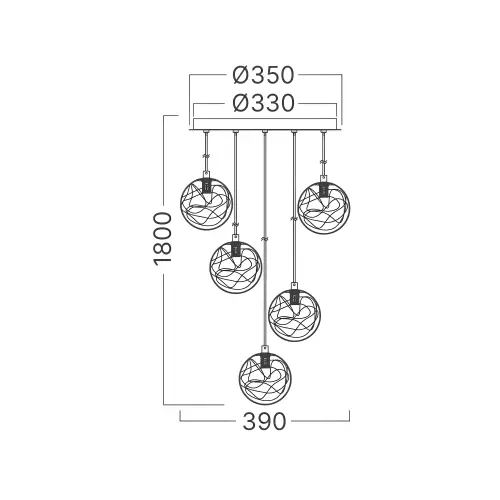 Braytron Visilica 5-Glava G9 Zlatni BV01-00023