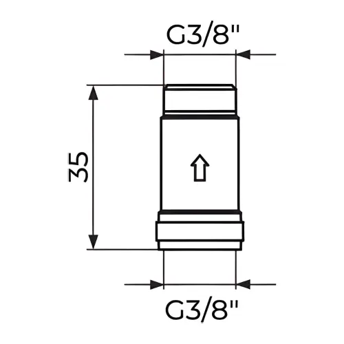 Rosan Nepovratni ventil 3/8" x 3/8" ( NEOPERL ) PPN3838 - tehnički crtež