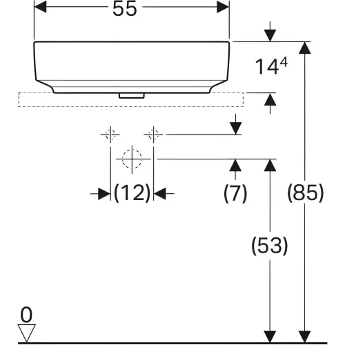 Geberit VariForm lavabo 55cm ovalni 500.771.01.2 - tehnički crtež
