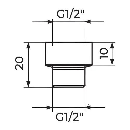 Rosan Regulator protoka 1/2" - 5 lit/min PRP125 - tehnički crtež