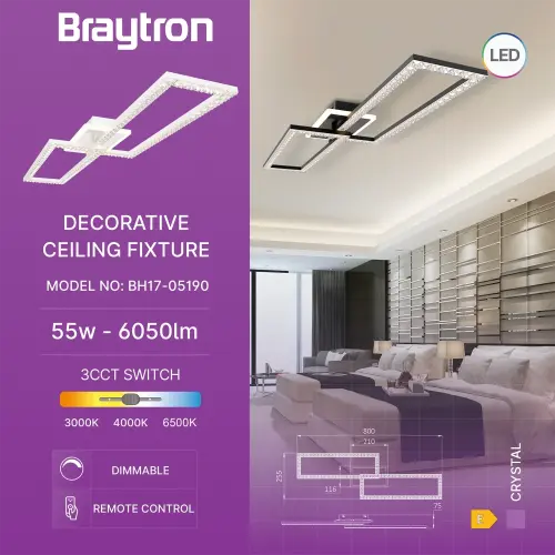 Braytron LED Plafonjera 55W Beli CCT BH17-05190