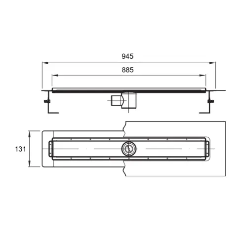 Aco ShowerDrain E+ tuš kanalica 885 mm h=70-152mm 3017483 - tehnički crtež