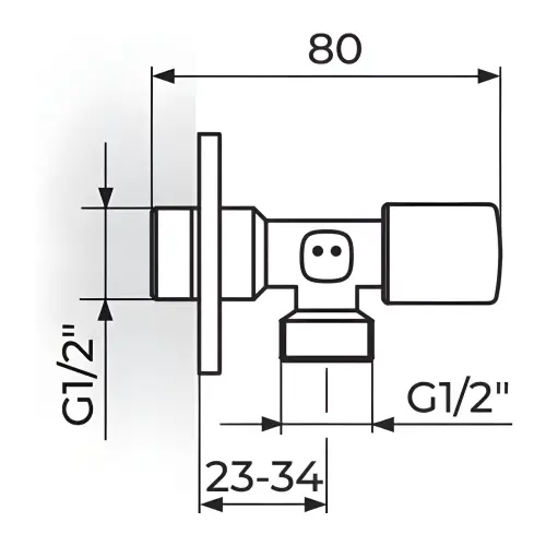 Rosan Stolz Ek ventil 1/2x1/2 1611212 - tehnički crtež