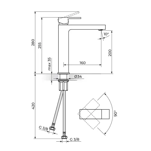 Rosan Quadro White za lavabo Visoka JQ30109W