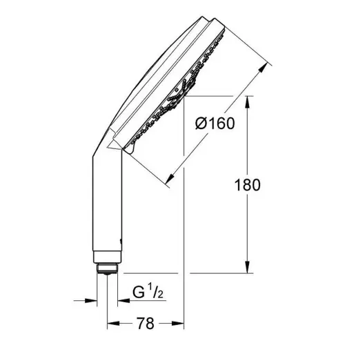 Grohe Rainshower 160 tuš ručica 28756000 - tehnički crtež
