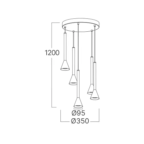 Braytron Visilica 5-Glava GU10 Crni BV05-00072