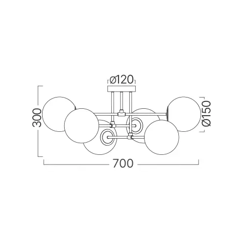 Braytron Plafonjera 6-Glava G9 Opal/Crni BV01-00113