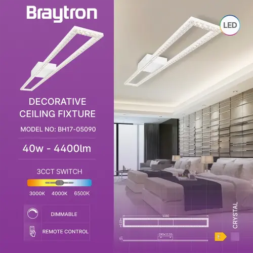 Braytron LED Plafonjera 40W Beli CCT BH17-05090