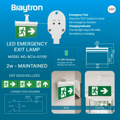 Braytron Panik Svetiljka LED 2W Viseća IP20 Bela BC14-01100