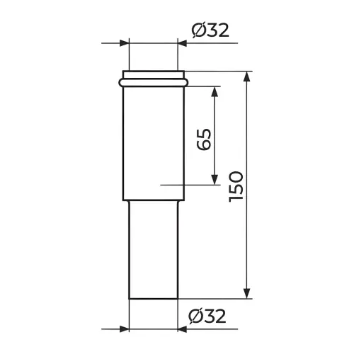 Rosan produžetak za sifon klizni 150mm S475 - tehnički crtež