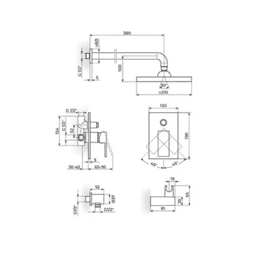 Rosan Quadro uzidna baterija za tuš kadu JQ316011