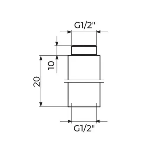 Rosan produžetak 1/2 20mm PPR1220 - tehnički crtež
