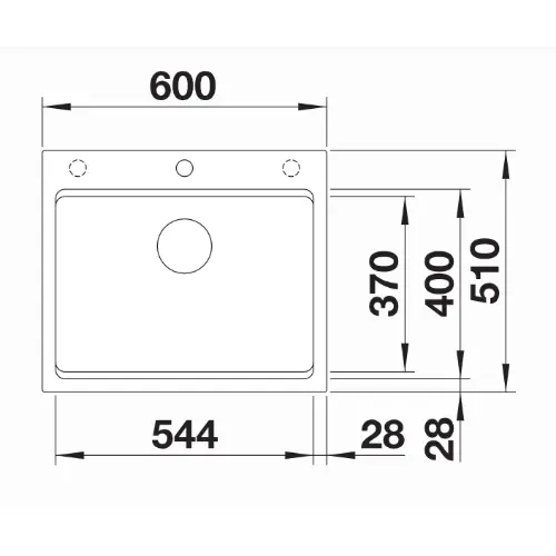 Blanco ETAGON 6 silgranit 600x510mm Bela 524543 gratis etagon sine - tehnički crtež