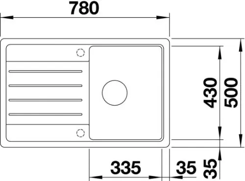 Blanco LEGRA 45 S nežnobela 527085 - tehnički crtež