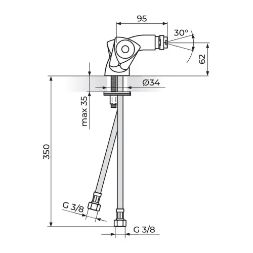 Rosan Klasik Baterija za bide KF29101 - tehnički crtež