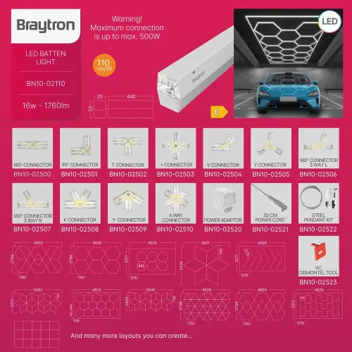 Braytron LED Linijska Svetiljka 1175MM 16W Beli 4000K BN10-02110
