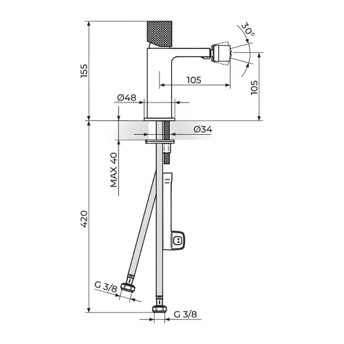 Rosan S2 Black gold za bide 239101BG - tehnički crtež