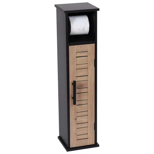 Tendance Držač toalet papira sa ostavom BERGEN 18X18X75 CM MDF CRNO WOOD 9912763