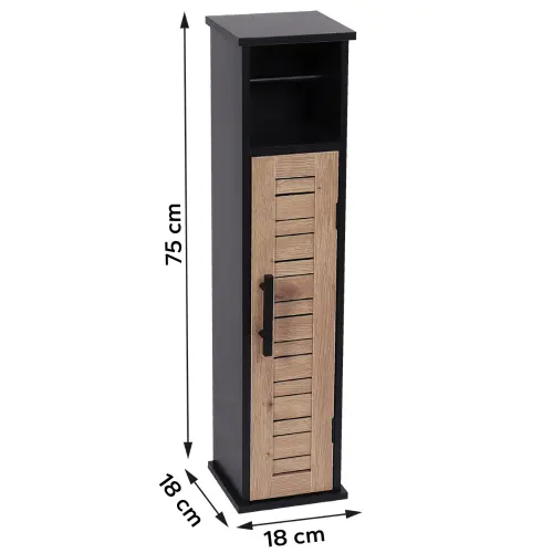 Tendance Držač toalet papira sa ostavom BERGEN 18X18X75 CM MDF CRNO WOOD 9912763