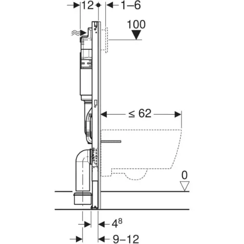 Geberit Duofix Basic ugradni vodokotlić Delta 112 cm 111.153.00.3 - tehnički crtež