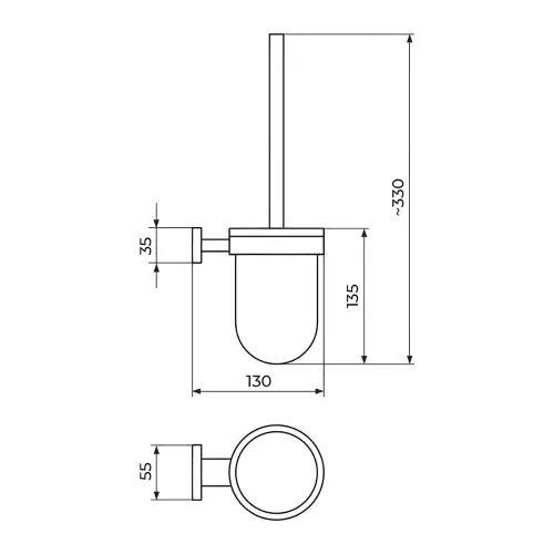 Rosan Mistique Držač WC četke JM908 - tehnički crtež