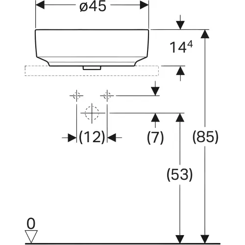 Geberit VariForm lavabo 45cm 500.769.01.2 - tehnički crtež