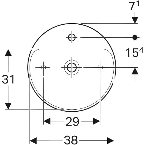 Geberit VariForm lavabo 45cm 500.769.01.2 - tehnički crtež