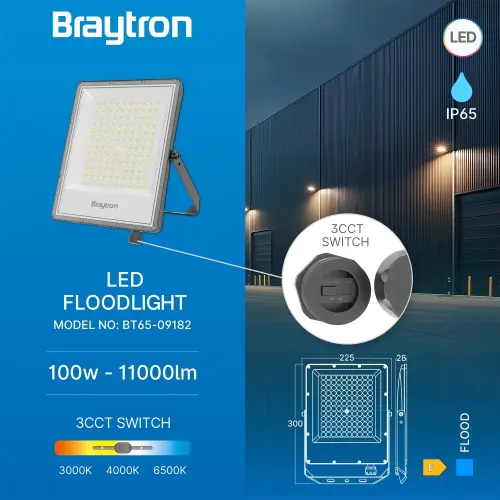 Braytron LED Reflektor 100W Sivi CCT IP65 BT65-09182