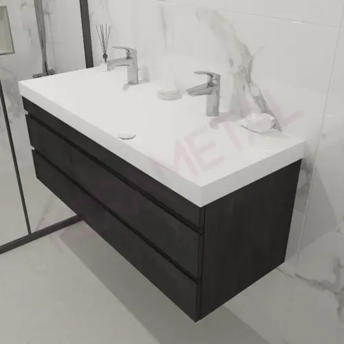 Kolpa San Naomi Set 120cm Crna (Ormarić sa umivaonikom + Ogledalo/ormarić)