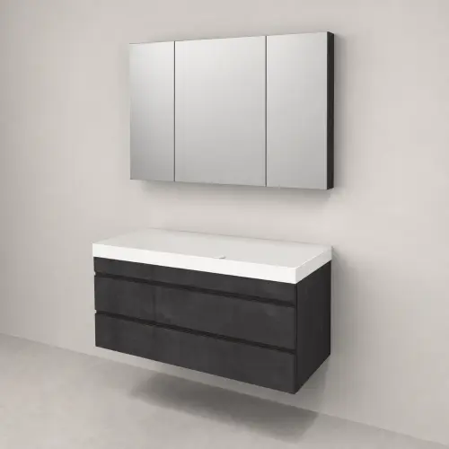 Kolpa San Naomi Set 120cm Crna (Ormarić sa umivaonikom + Ogledalo/ormarić)