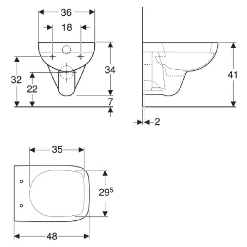 Geberit Selnova Square konzolna WC šolja 48cm